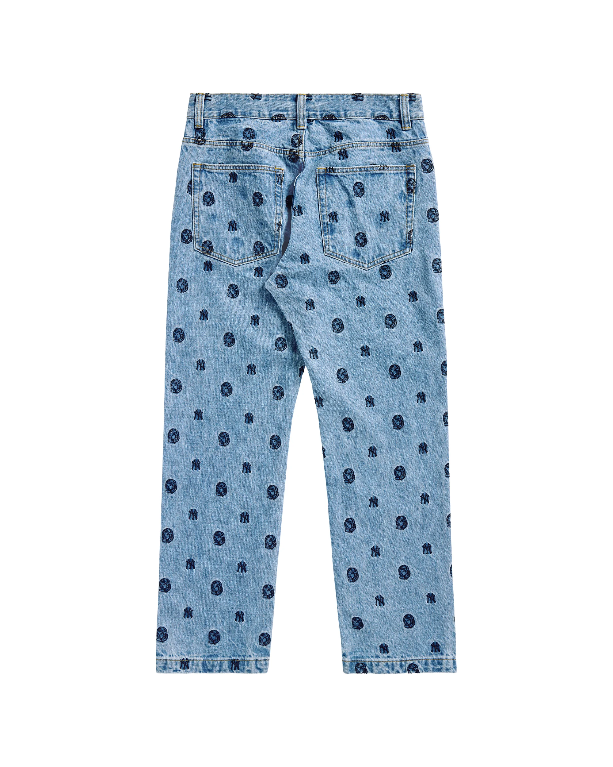 NY YANKEES EMBROIDERED DENIM PANTS - 1