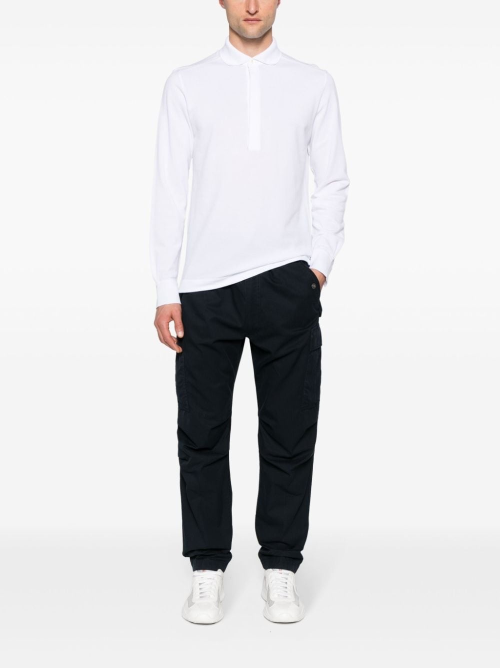 long-sleeve cotton polo shirt - 2