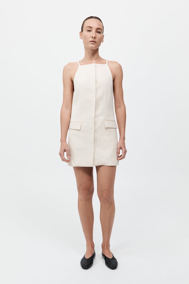 Hybrid Tailored Mini Dress - Off White - 2