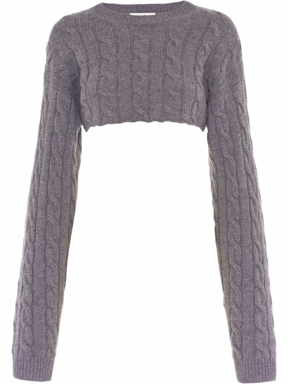 cable knit cropped cashmere jumper - 1