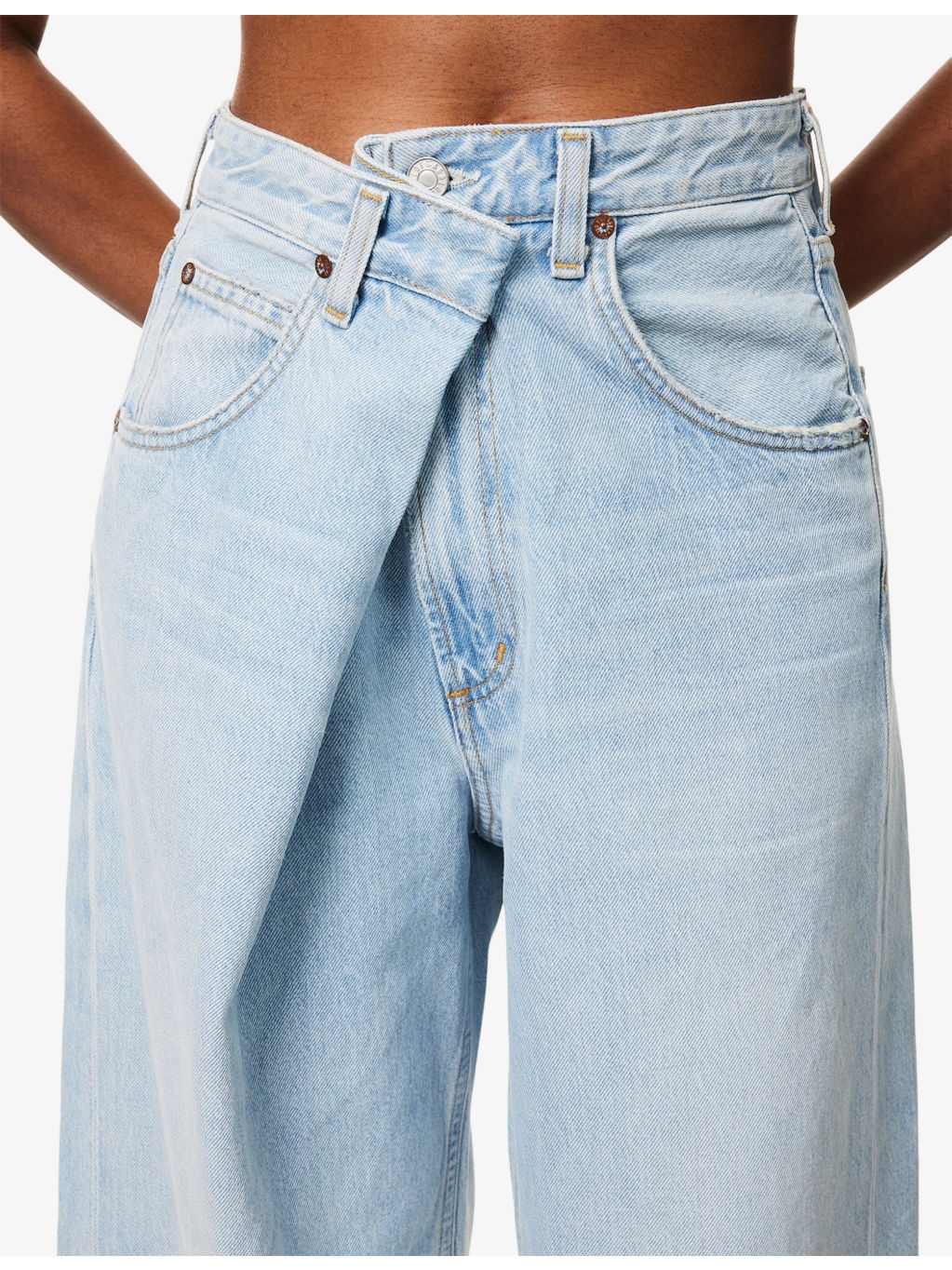 Vana Fold Wide-Leg Denim Jeans - 5