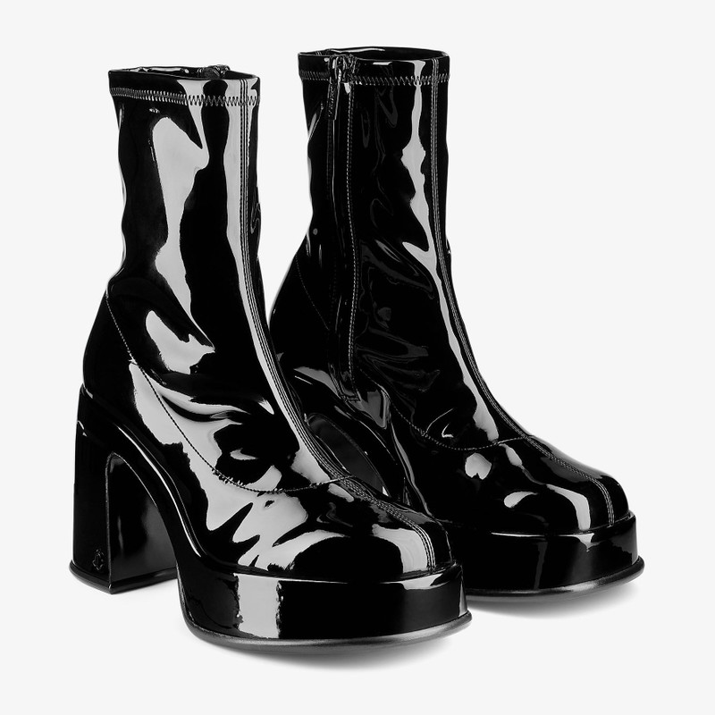 Hadi Ankle Boot 100 Black Stretch Patent Fabric Ankle Boots 3