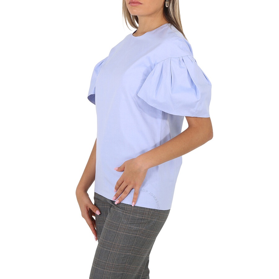 Victoria Beckham Ladies Knit Tops Light Blue Tuck Sleeve Top, Brand - 5