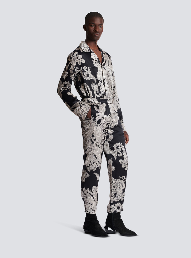 Paisley print silk trousers 3