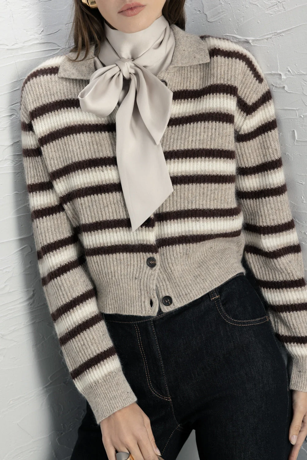 Sparkling Multi Stripe Button Cardigan - 1