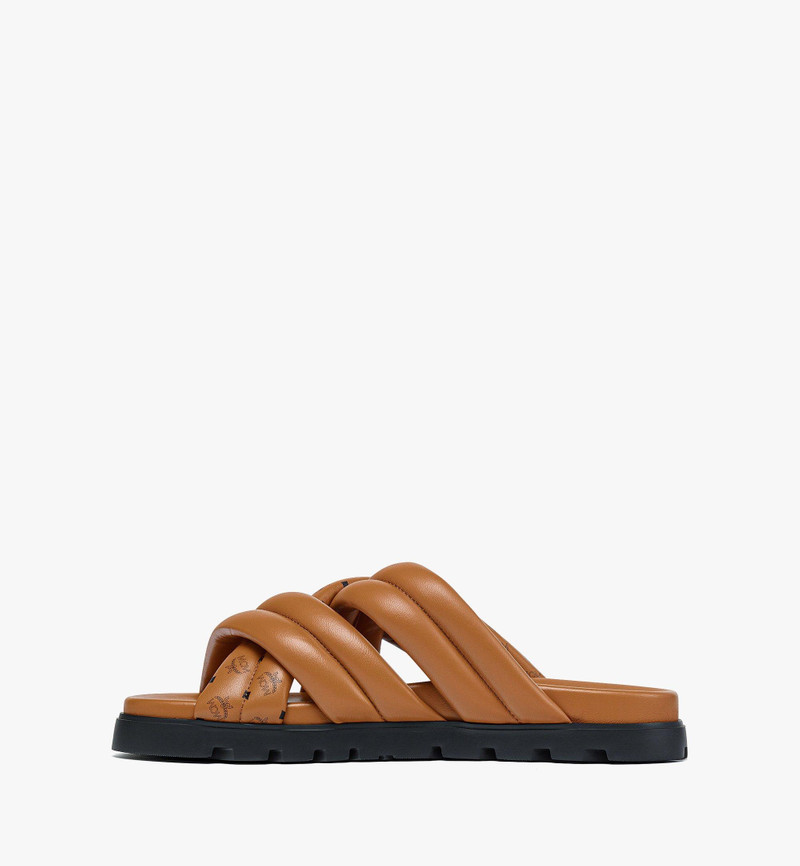 MCM Monogram Print Cross Sandals in Lamb Leather outlook