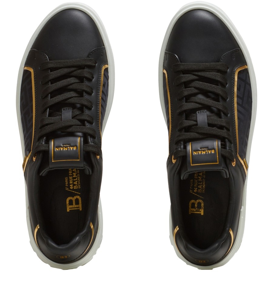 B-Court leather and nylon monogram sneakers - 5