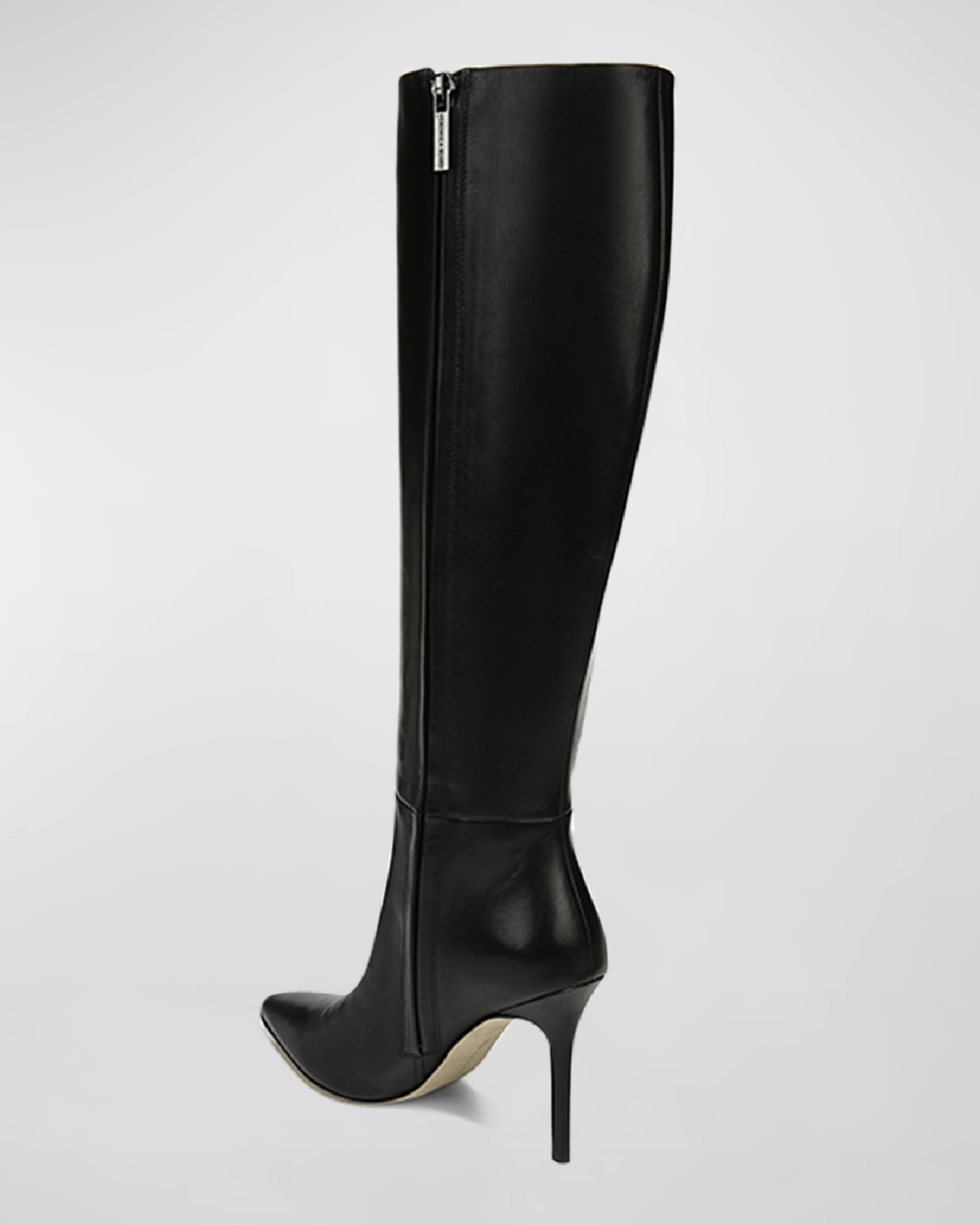 Lisa Leather Stiletto Wide-Calf Knee Boots - 3