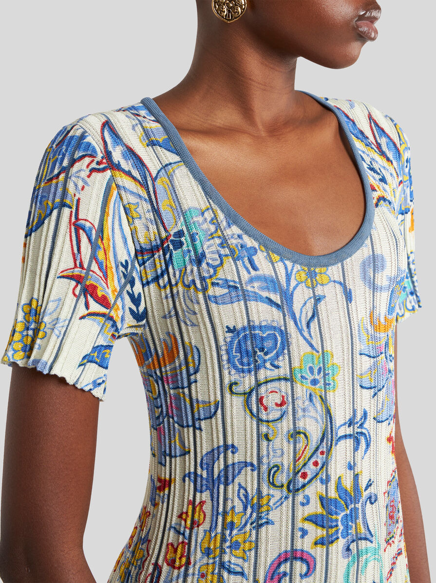 RIBBED DRESS WITH PRINT - 2