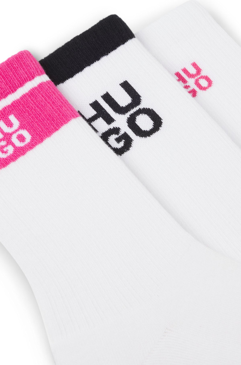 HUGO THREE-PACK OF RIBBED SHORT SOCKS WITH STACKED LOGOS outlook