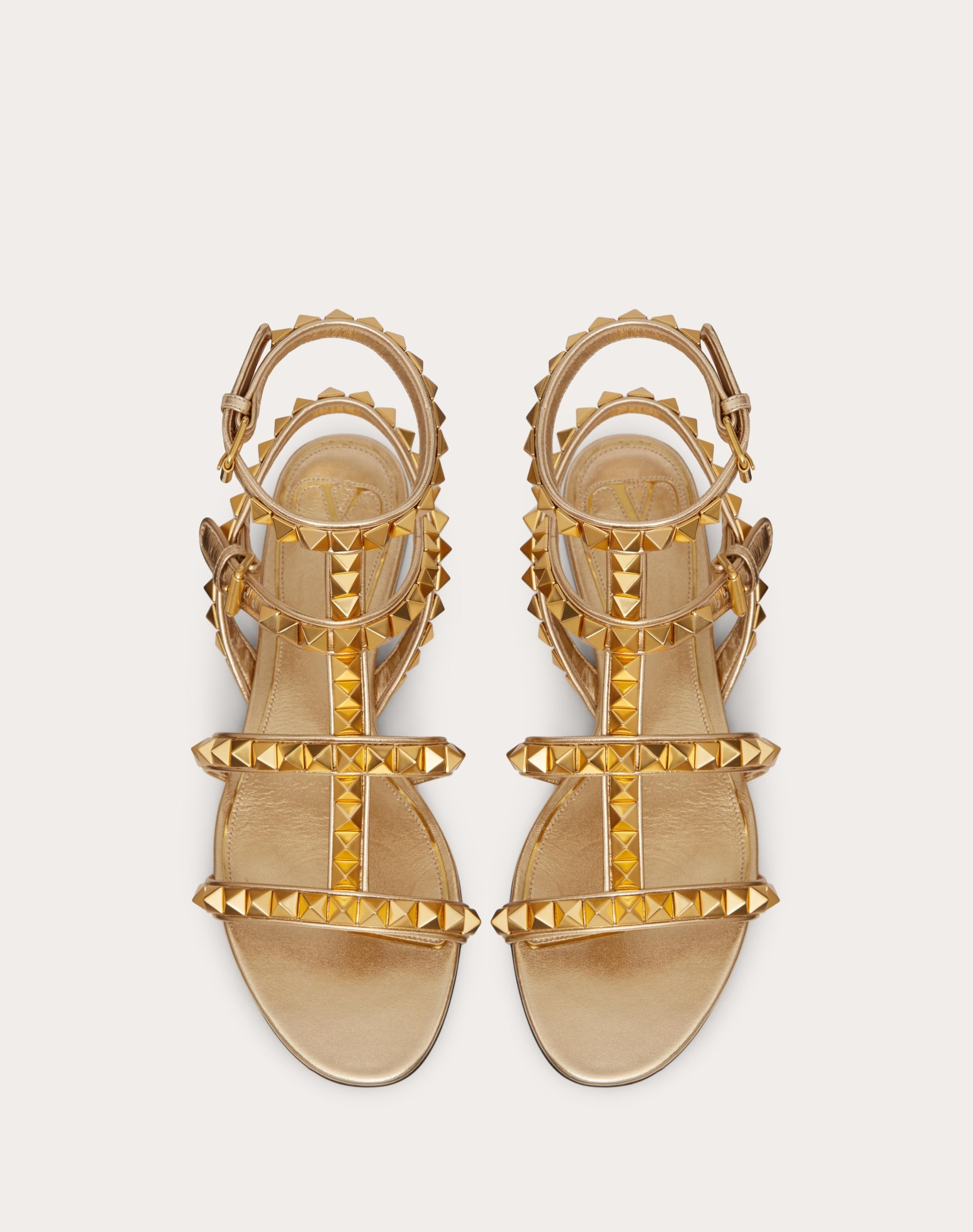 ROCKSTUD NO LIMIT FLAT SANDAL IN METALLIC NAPPA - 4