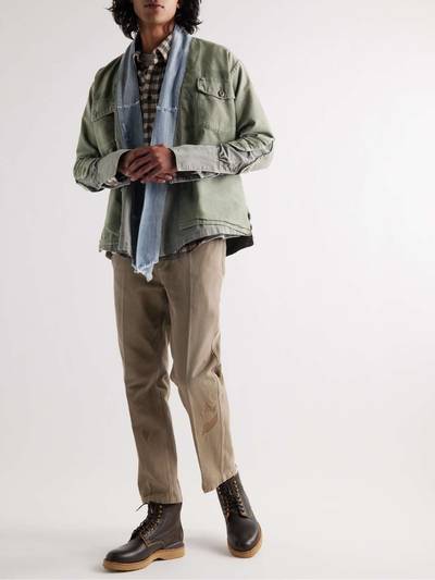 Greg Lauren Baker Layered Denim-Trimmed Cotton Shirt Jacket outlook