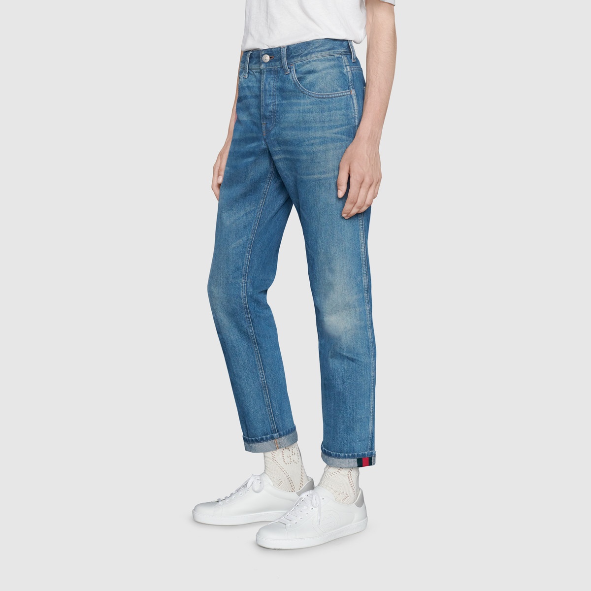 Tapered jeans with Web - 5