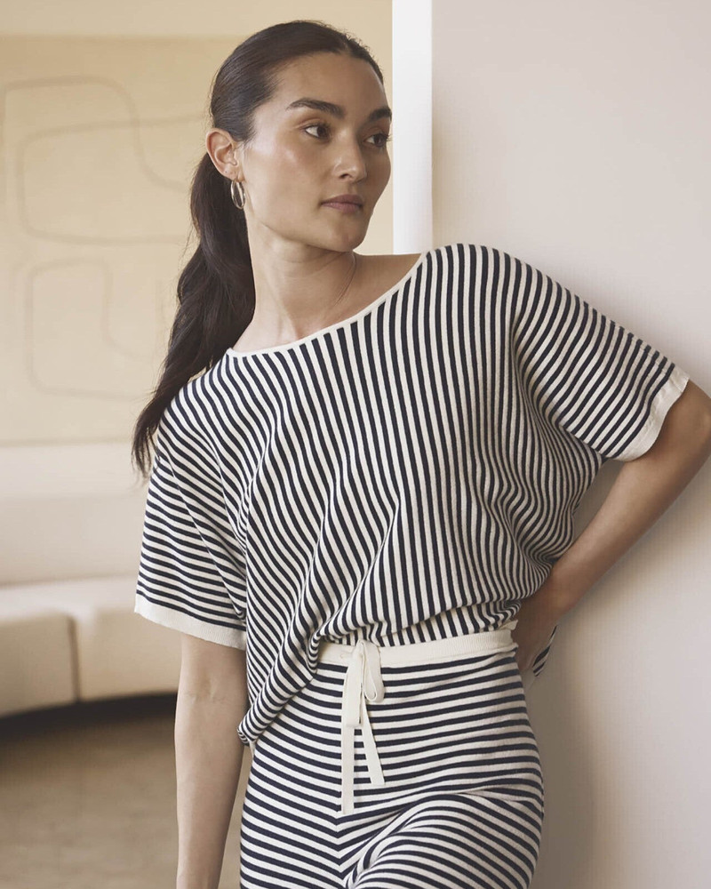 Splendid Christa Striped Short Sleeve Sweater outlook