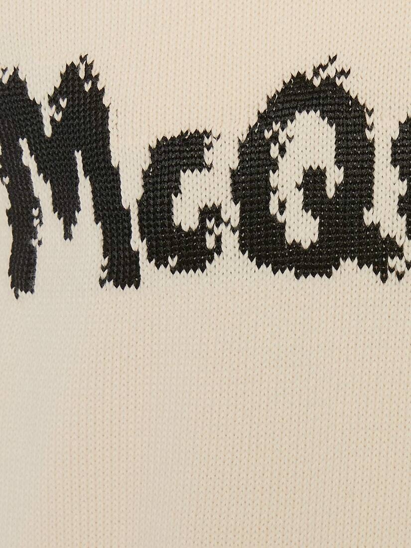 Mcqueen Graffiti Crew Neck Jumper in Ivory/black - 5