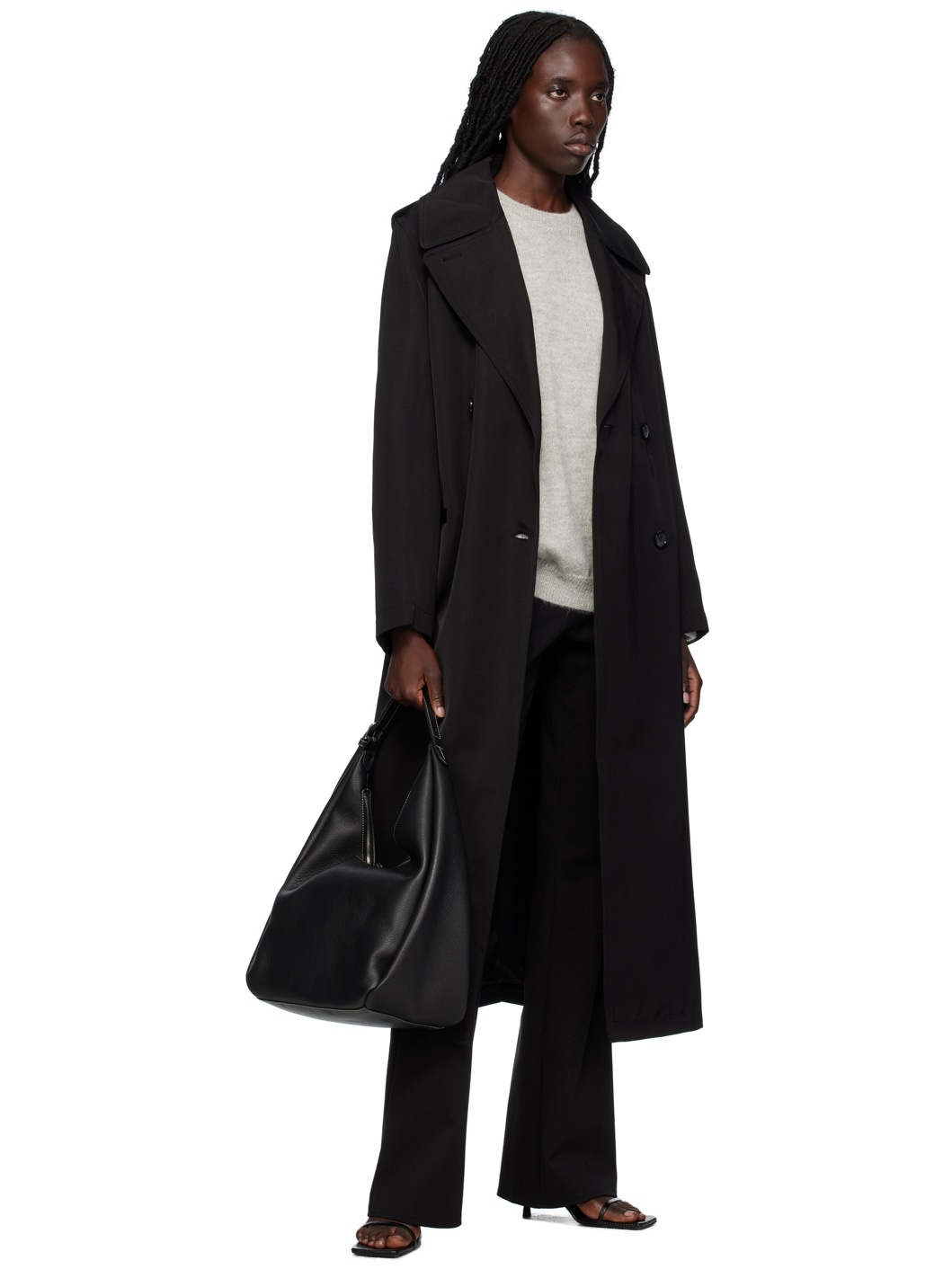 TOTEME｜COATS (Long fluid summer coat black (233-1045-26 Totême Long fluid summer coat black | REVERSIBLE