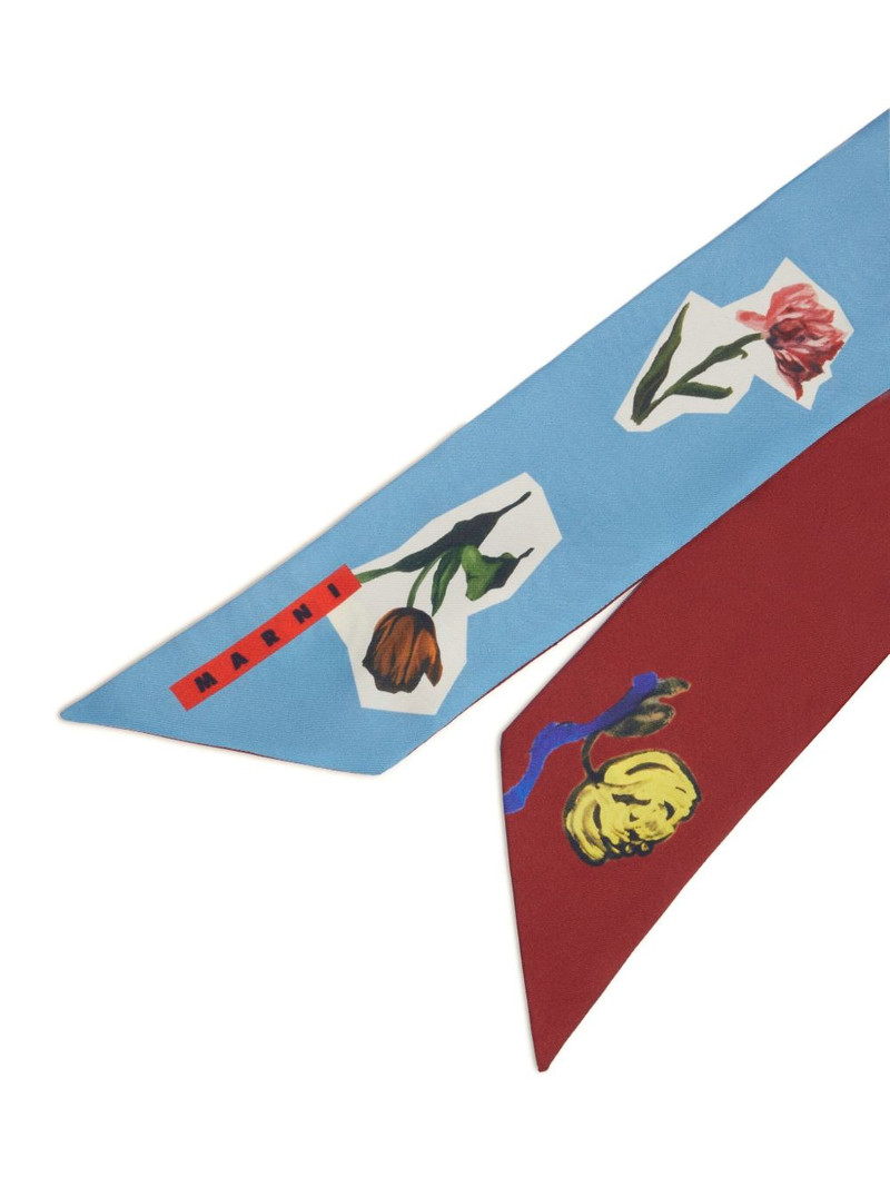 Marni floral-print silk scarf outlook