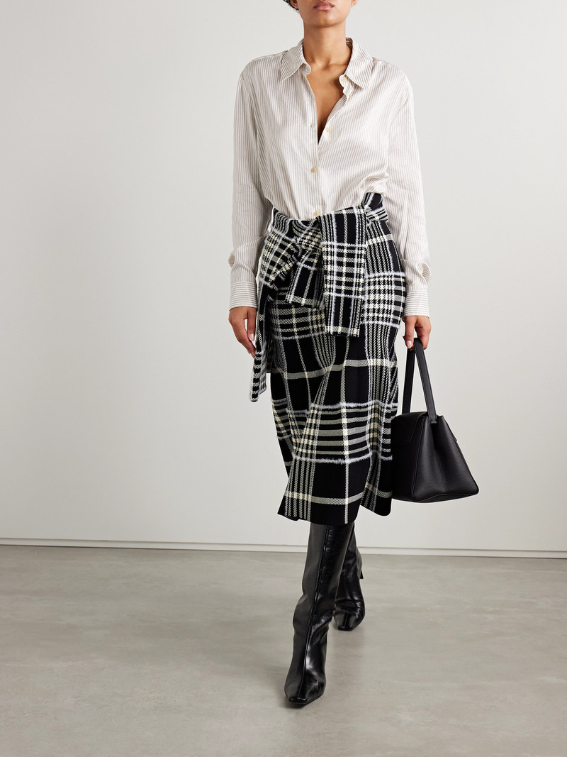 BRANDON MAXWELL The Rory Checked Jacquard-knit Midi Skirt outlook