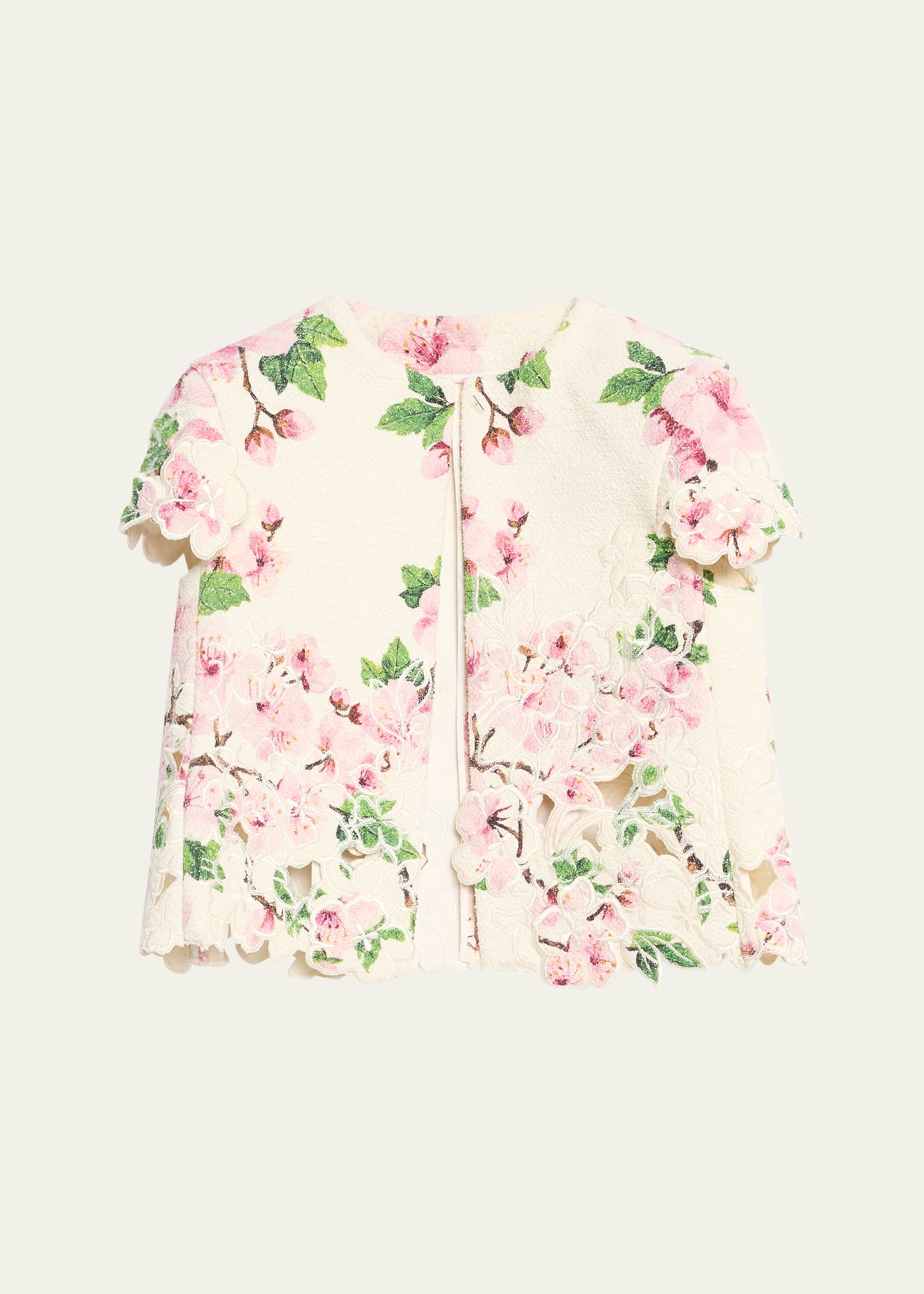 Cherry Blossom Tweed Embroidered Jacket - 1