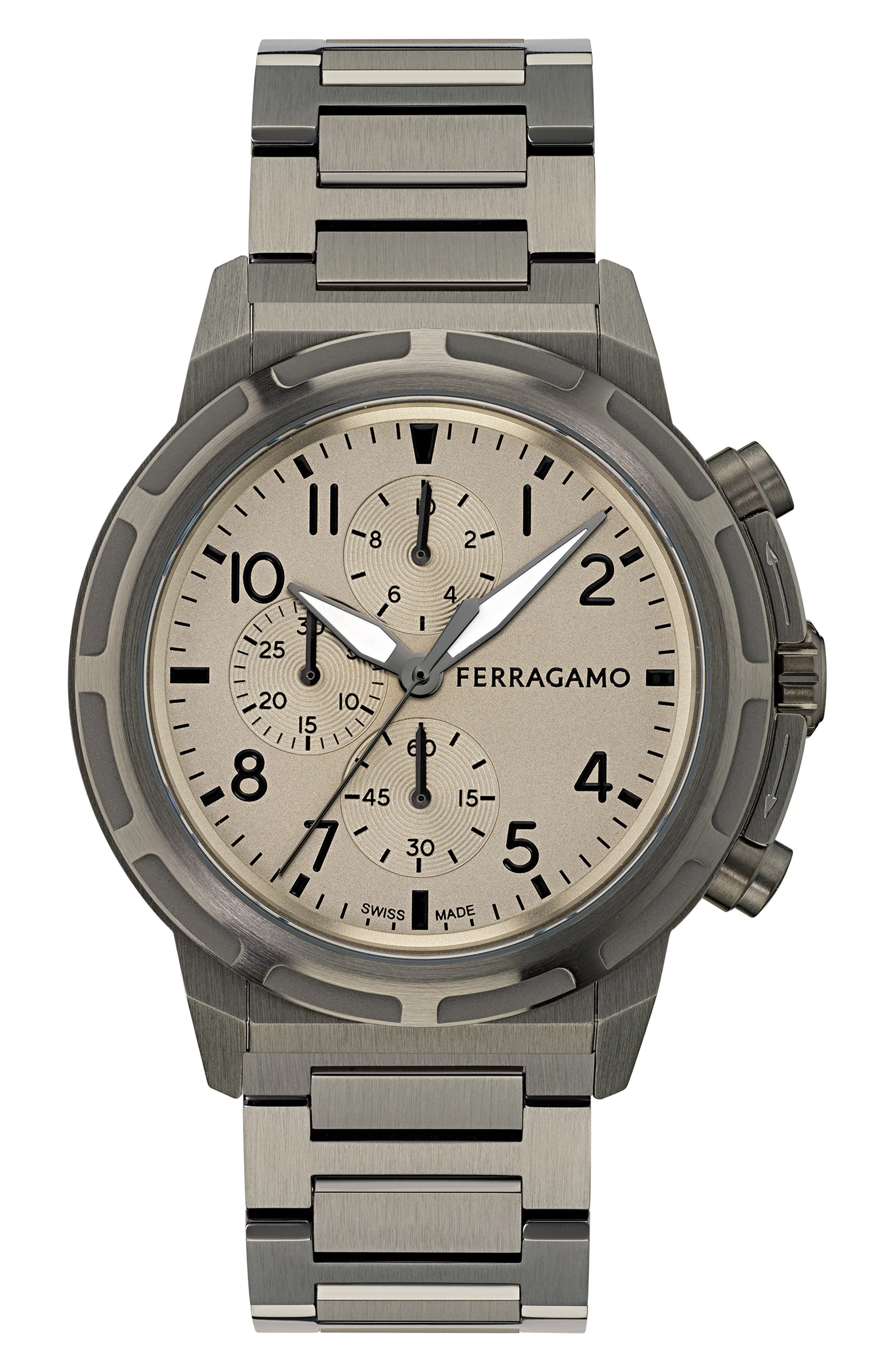 FERRAGAMO Sport Chronograph Bracelet Watch, 44mm in Ip Gunmetal at Nordstrom - 1