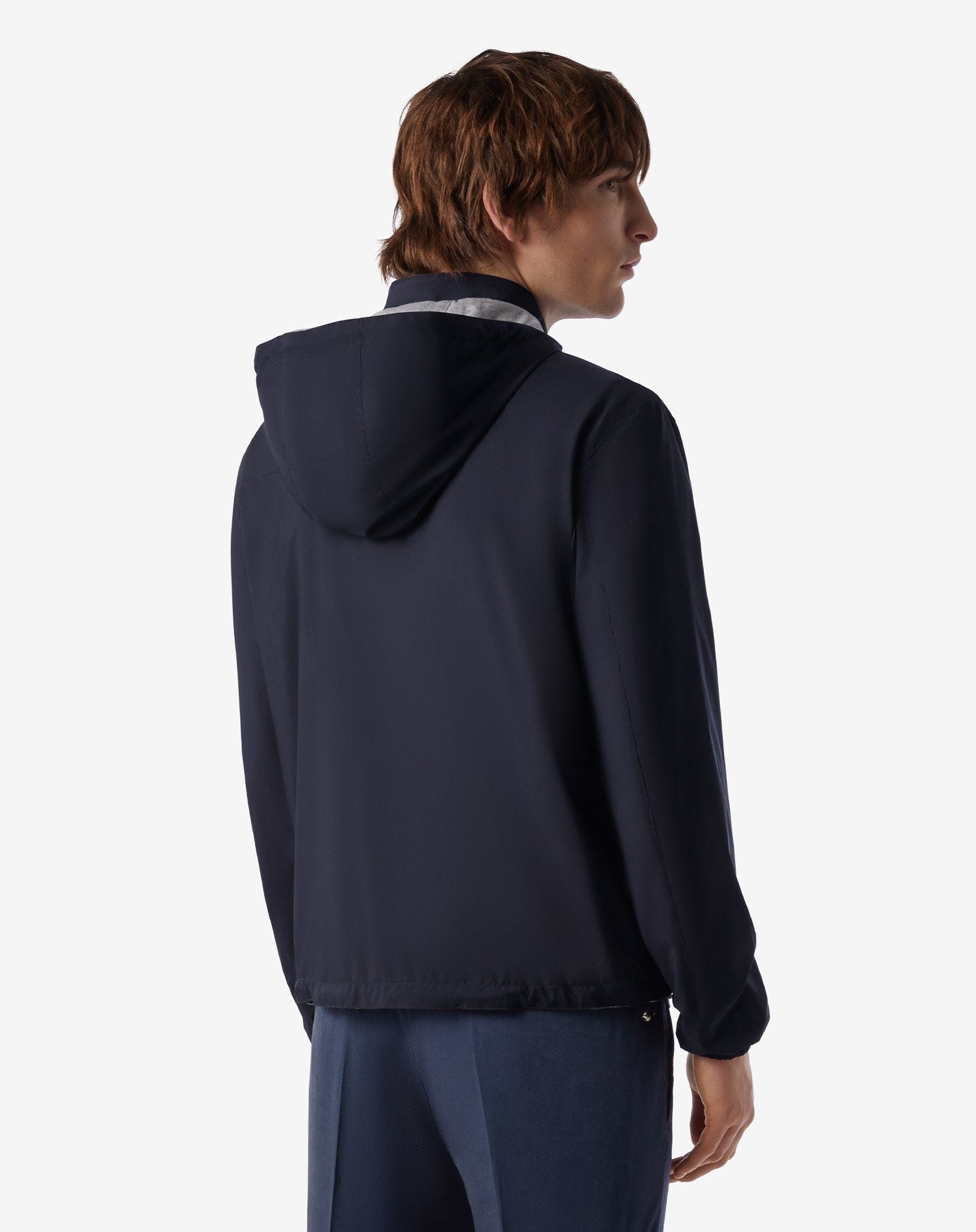 Navy blue technical fabric reversible jacket - 4