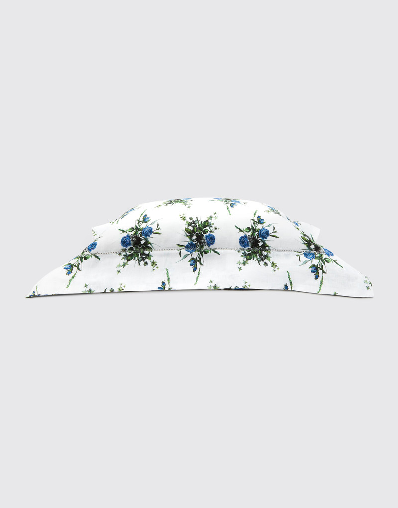 Amalia Pillow Slip in Blue Roses Print Linen 4
