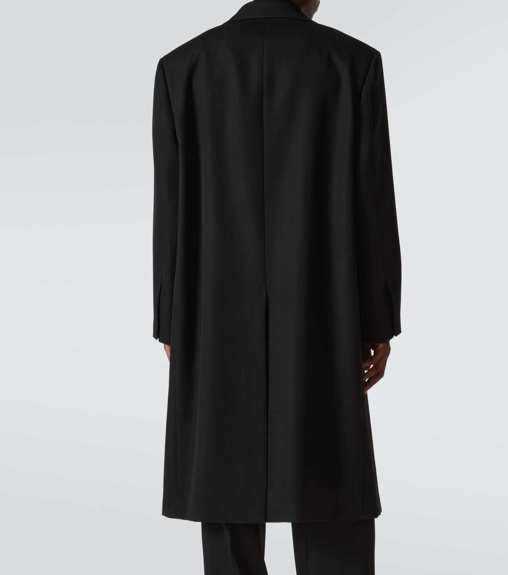 Silk-trimmed wool coat - 4