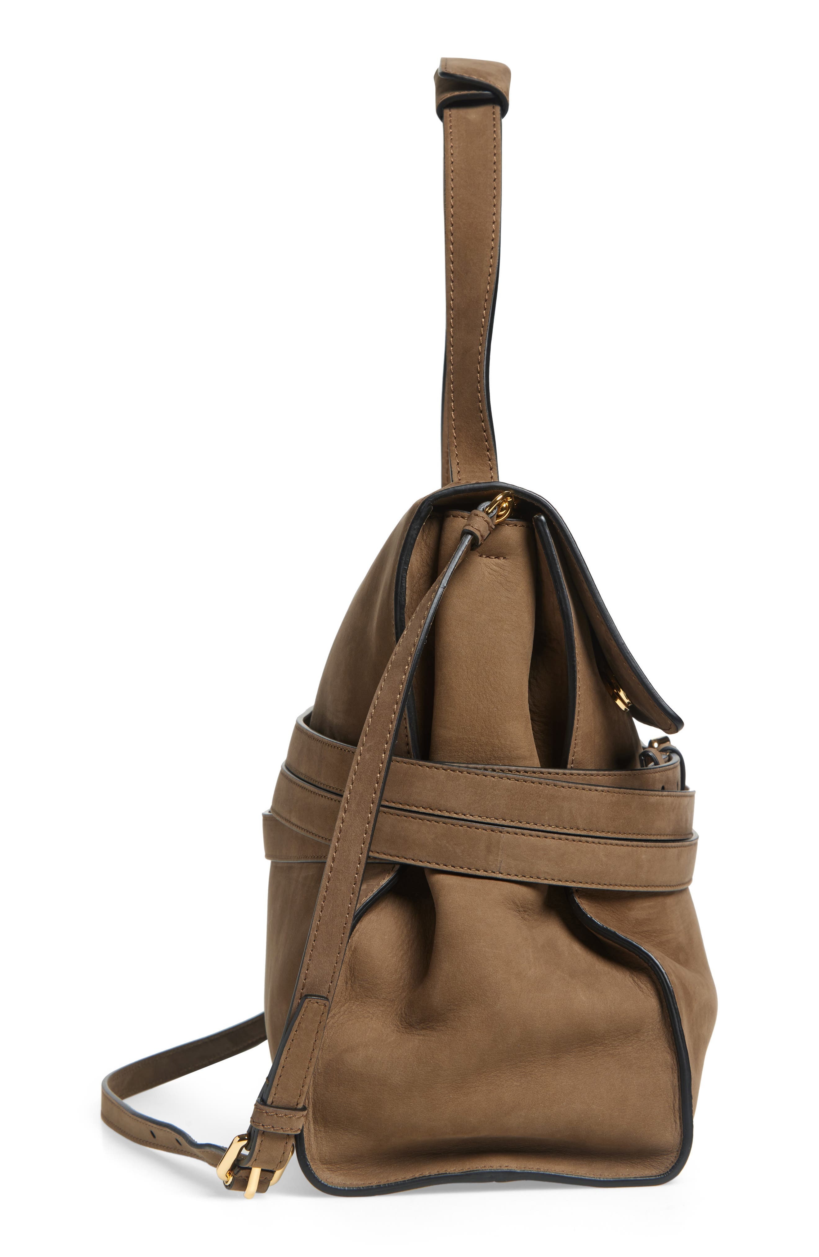 Moschino Medium Tie Me Suede Shoulder Bag in Forest at Nordstrom - 6