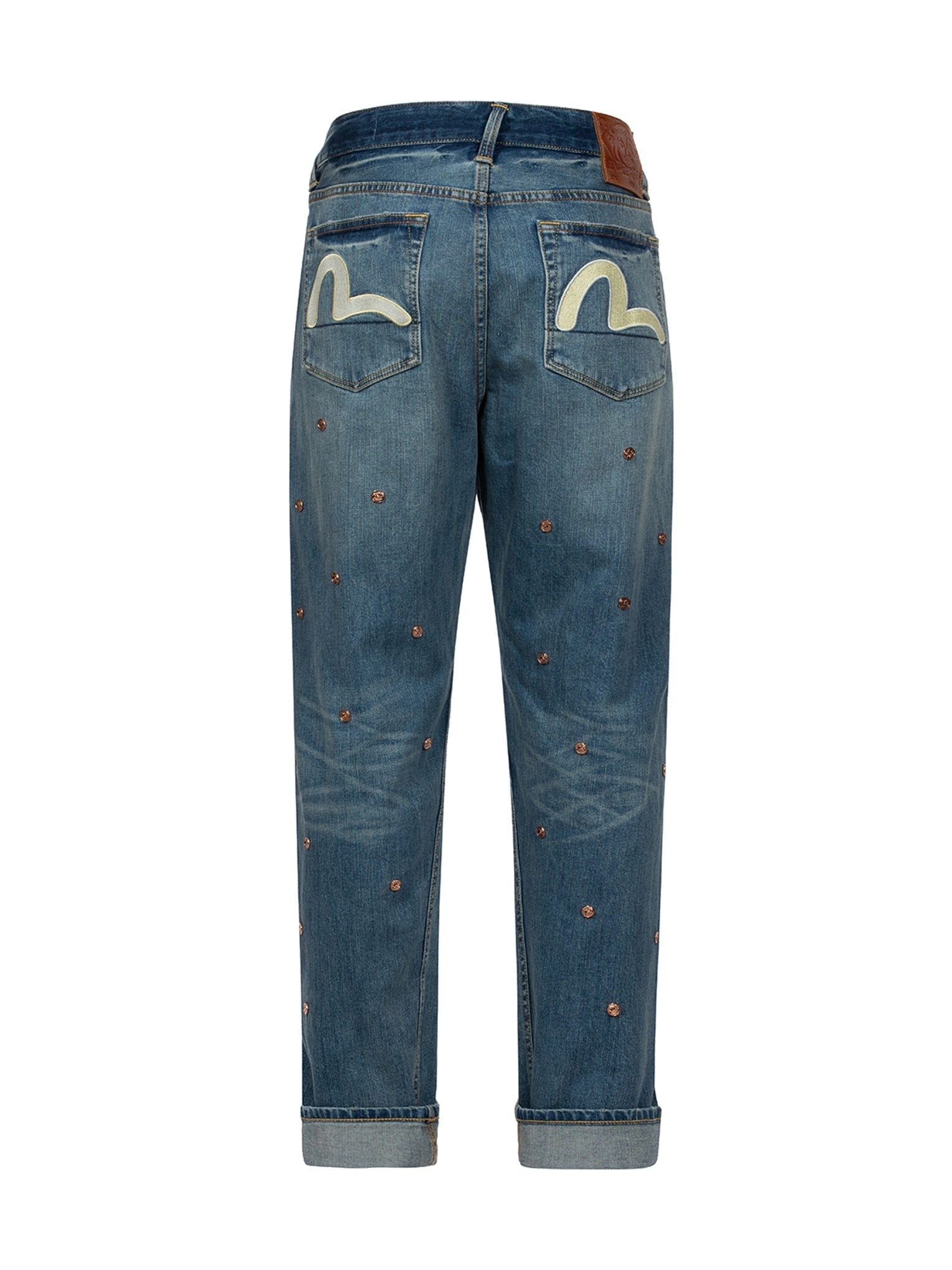Allover Rivets and Seagull Applique 3D Regular Fit Jeans - 14