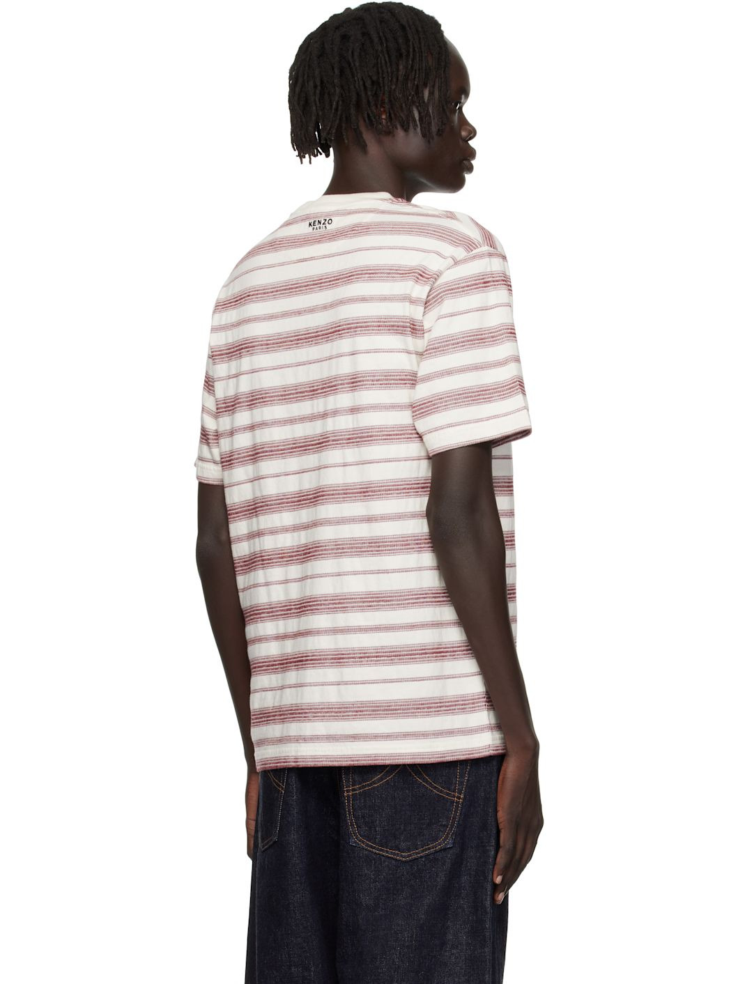 Off-White Kenzo Paris 'Boke Flower' Striped Embroidered T-shirt - 3
