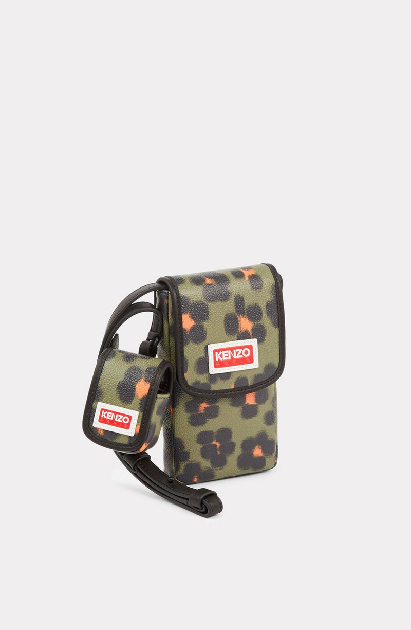 'Hana Leopard' phone holder on a strap 1