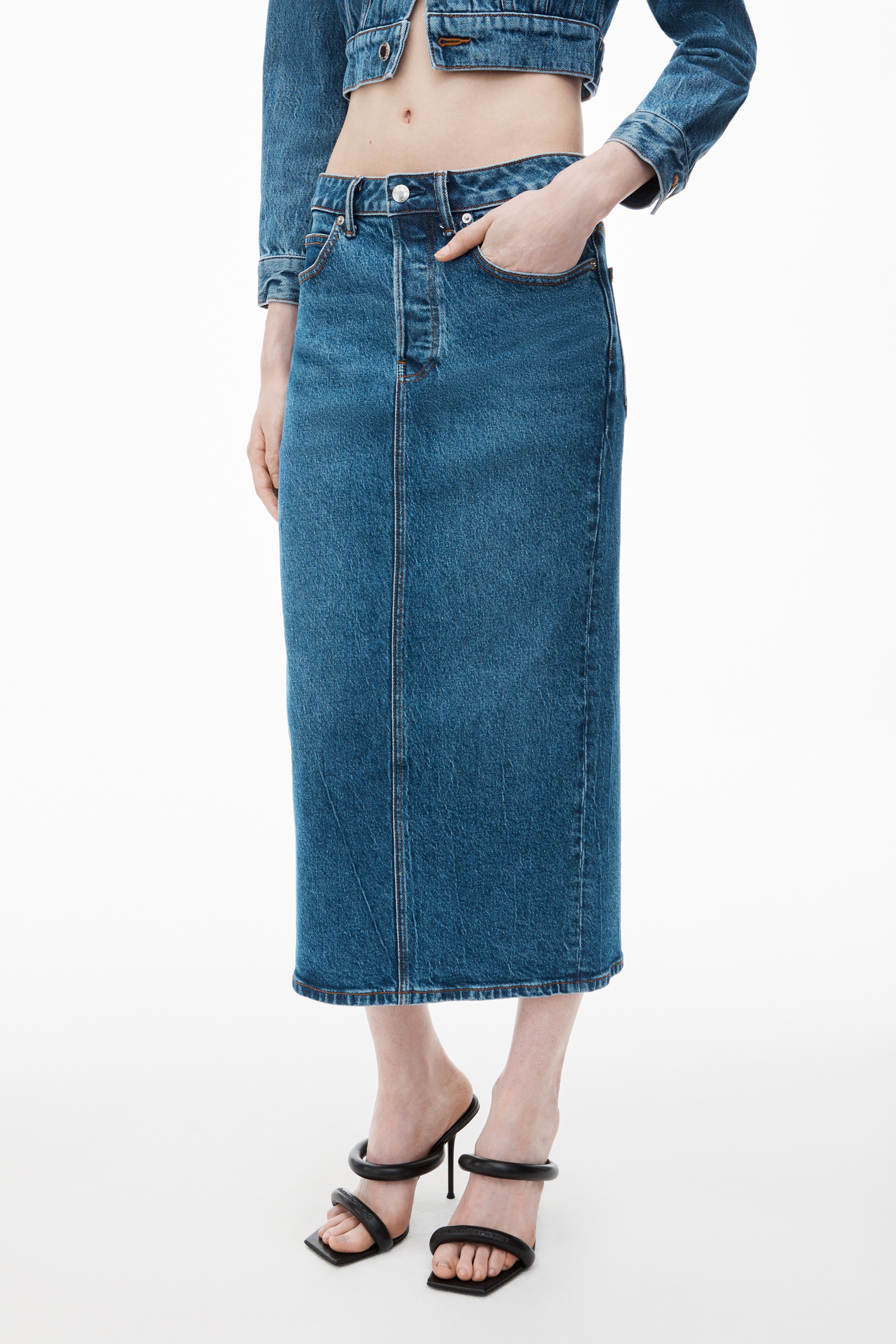 Midi Skirt in Comfort Stretch Denim - 3