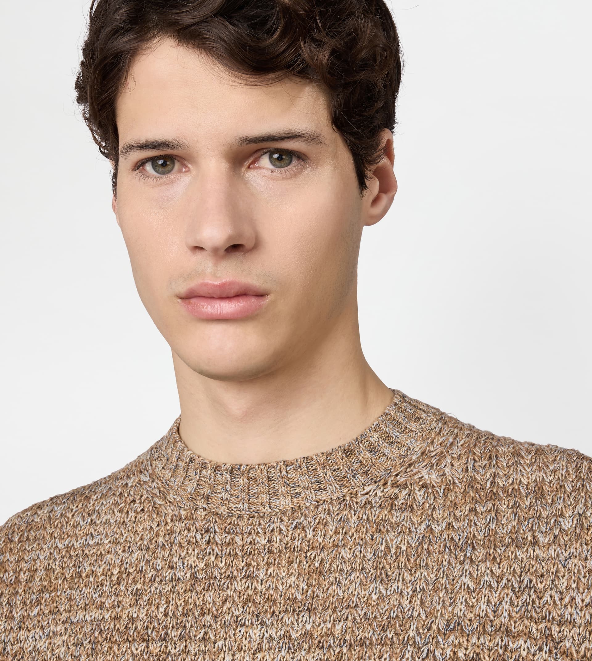 LINEN BLEND MOULINÉ PULLOVER - BEIGE - 5