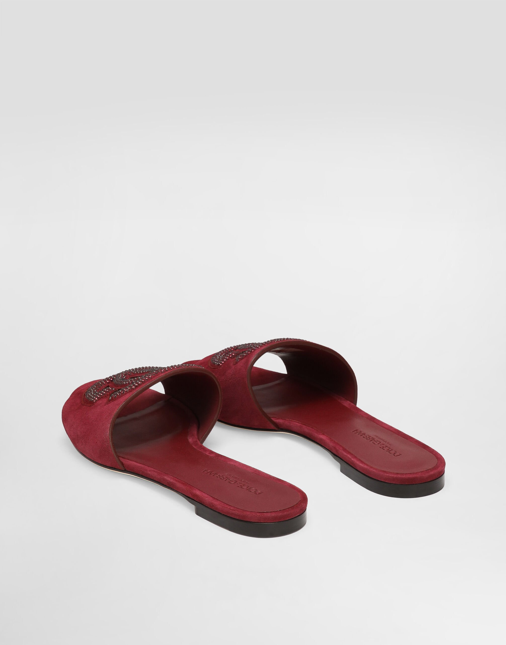 Suede slippers with rhinestones - 3