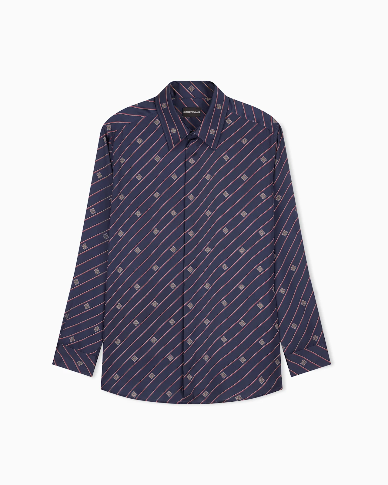 SHIRT WITH A DIAGONAL REGIMENTAL SHIELD PRINT - 1
