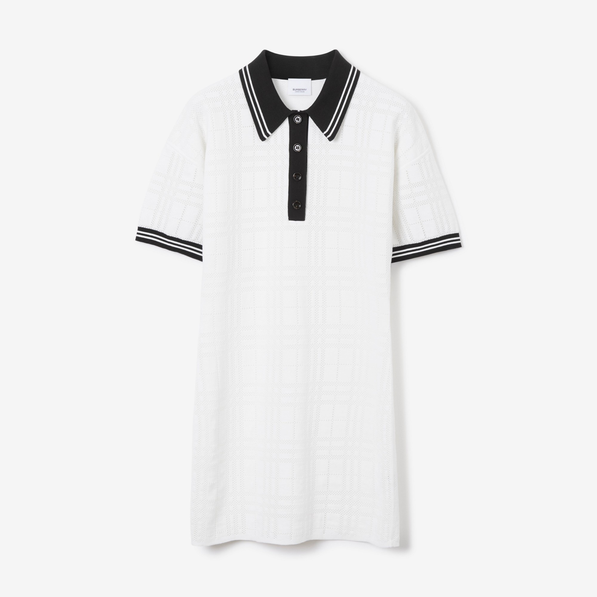 Check Technical Cotton Polo Shirt Dress - 1
