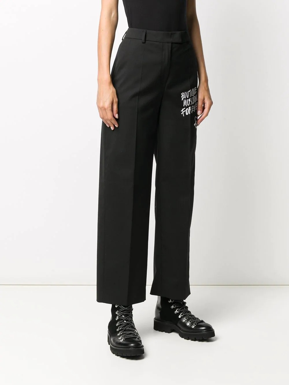 embroidered logo wide trousers - 3