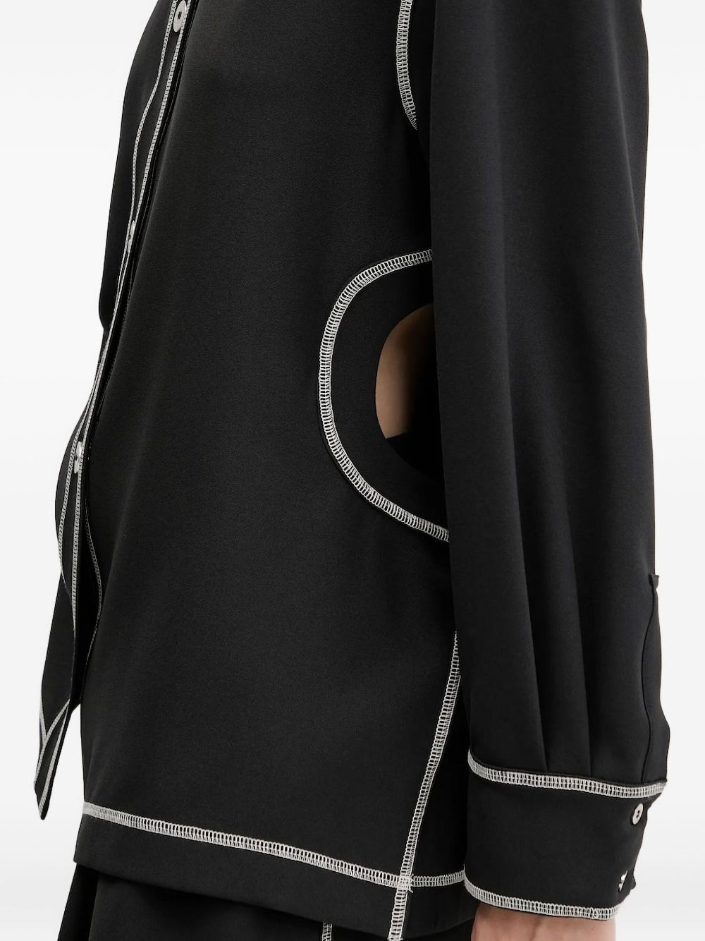 contrast-stitch button-down shirt - 3