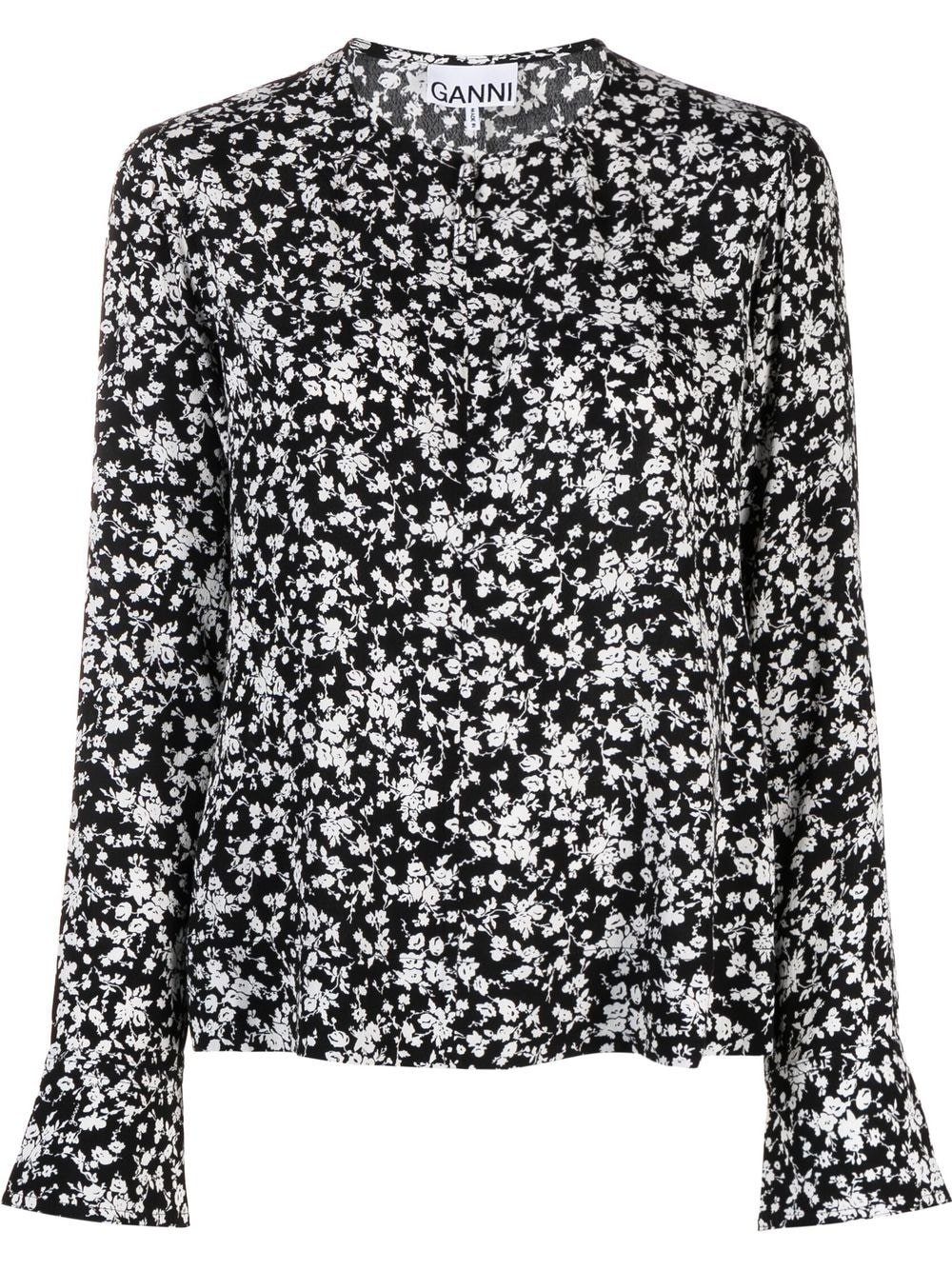 floral-print crepe blouse - 1