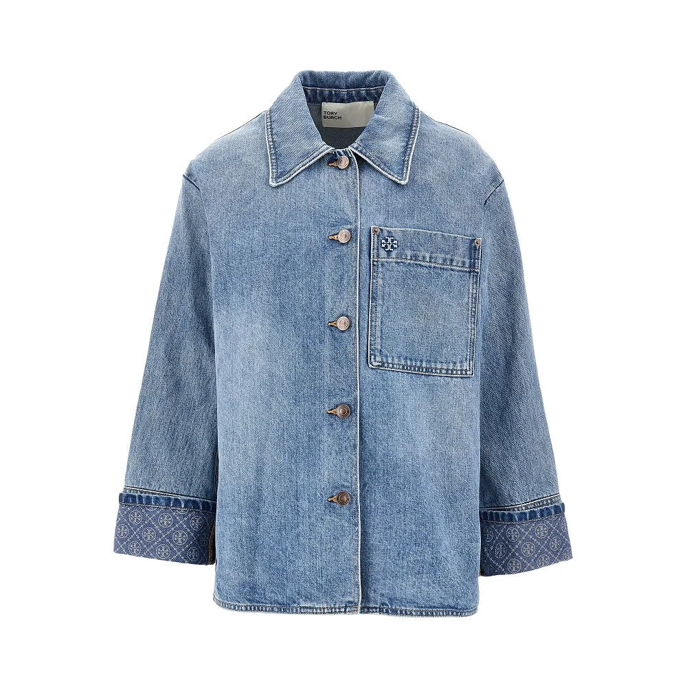 Tory Burch Denim Jacket T Monogram Blue Women - 1