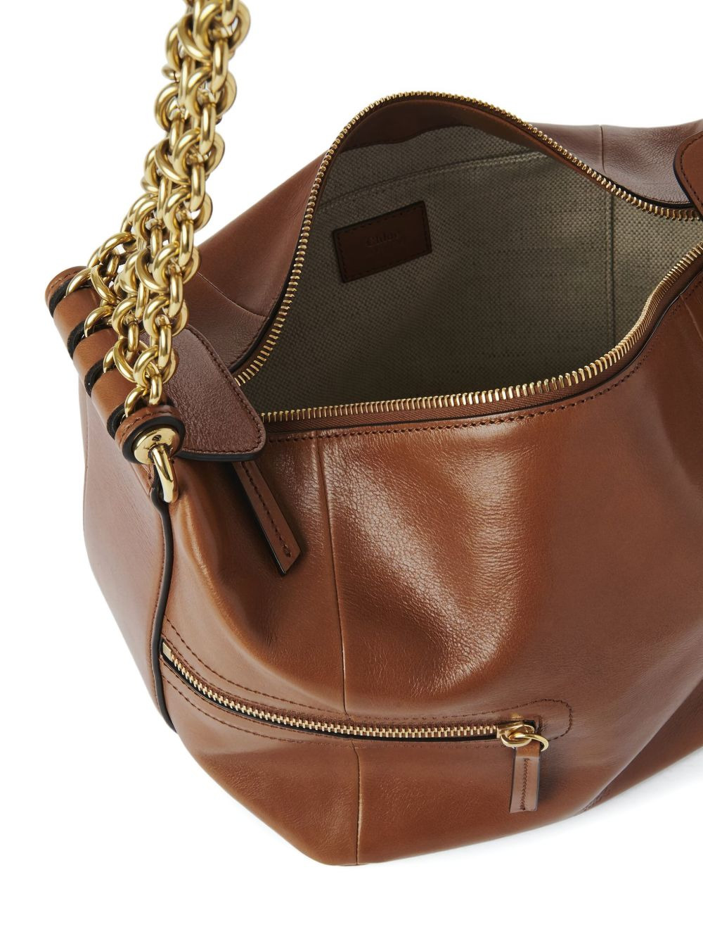 chain-trimmed leather bag - 4