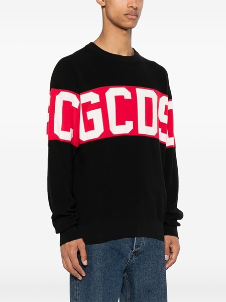 Cotton sweater with knitted logo - 3