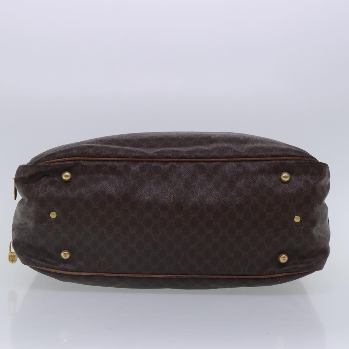 CELINE Macadam Canvas Hand Bag Pvc Leather Brown Gold - 5