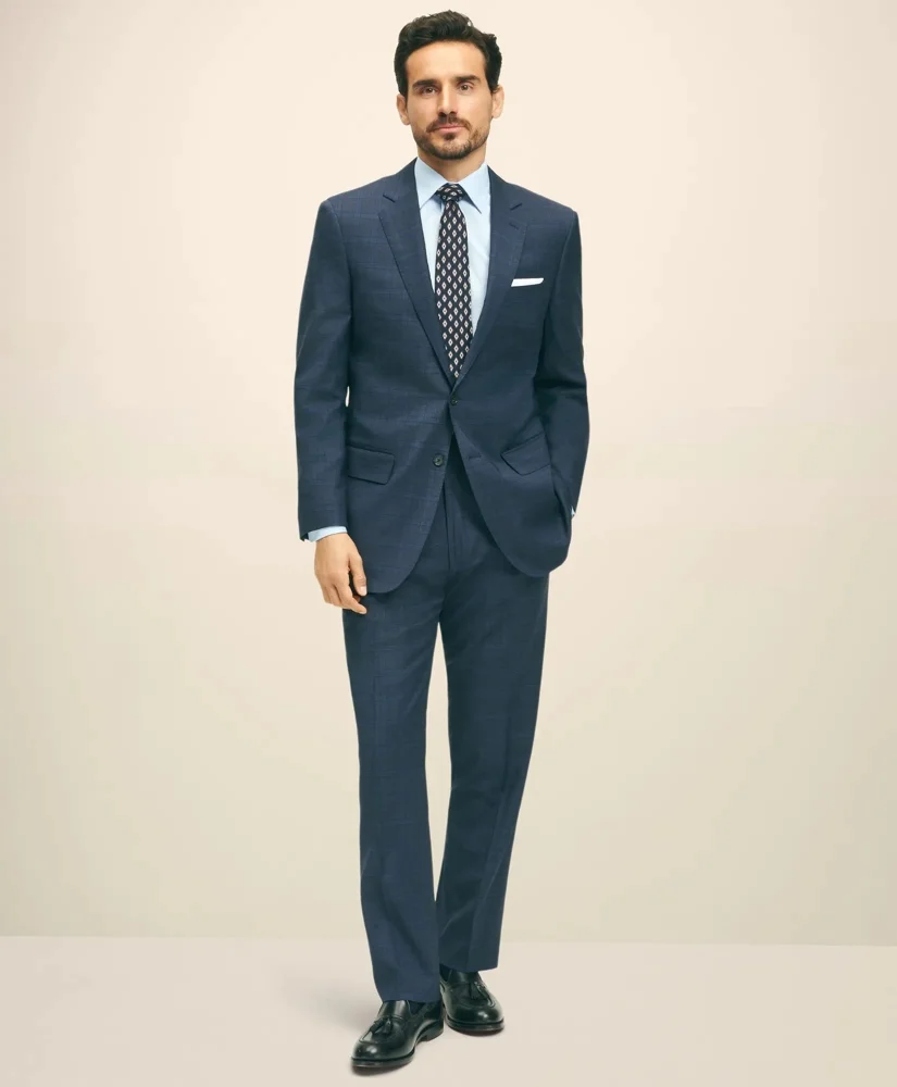 Traditional Fit Wool Checked 1818 Suit - 1