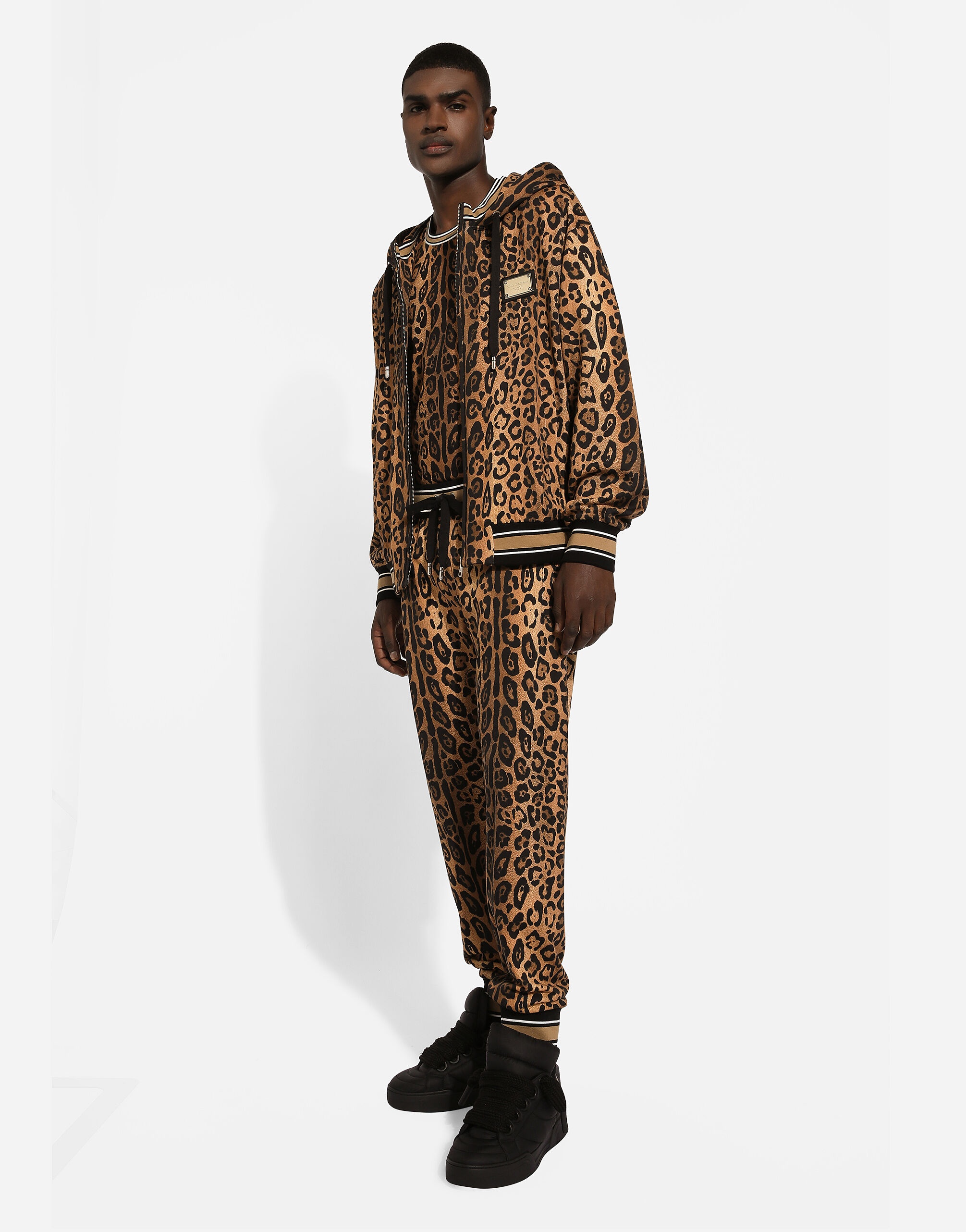 Round-neck T-shirt with leopard-print Crespo and tag - 7