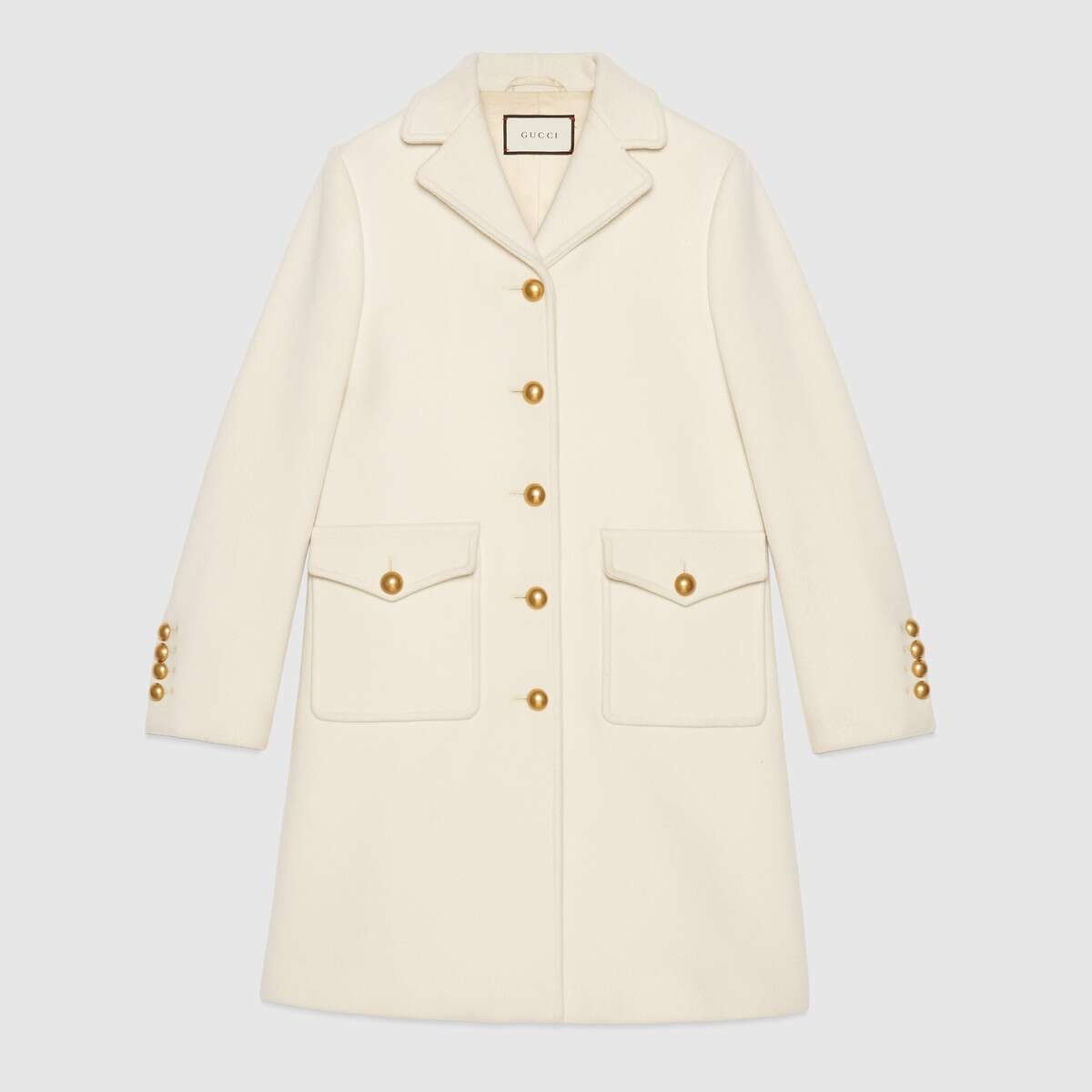 Wool coat with logo buttons - 1