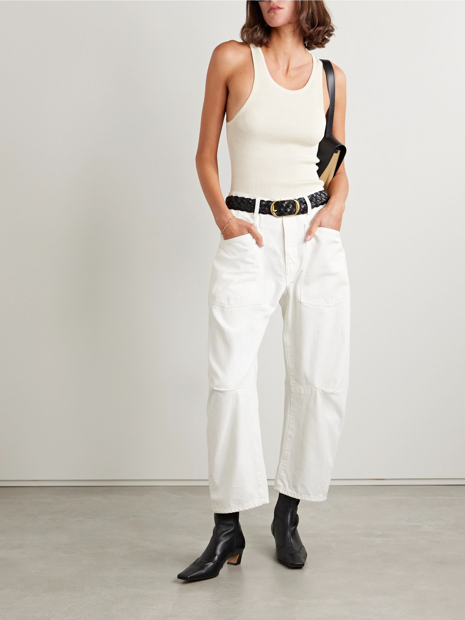 Shon cotton-blend twill tapered pants Cream - 2