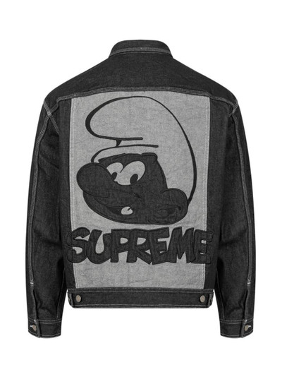 Supreme x Smurfs denim trucker jacket outlook