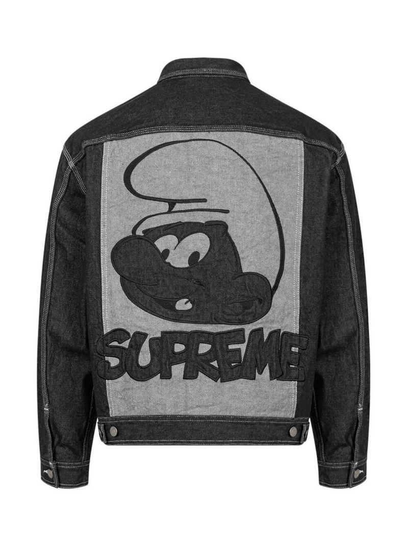 Supreme x Smurfs denim trucker jacket outlook