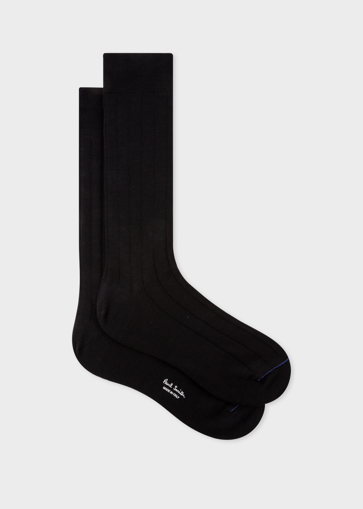 Black Cotton-Blend Ribbed Socks - 1